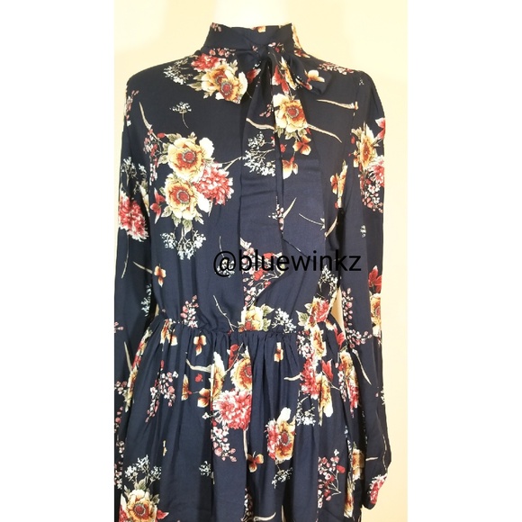 Black Floral Long Sleeve Dress - Picture 8 of 8